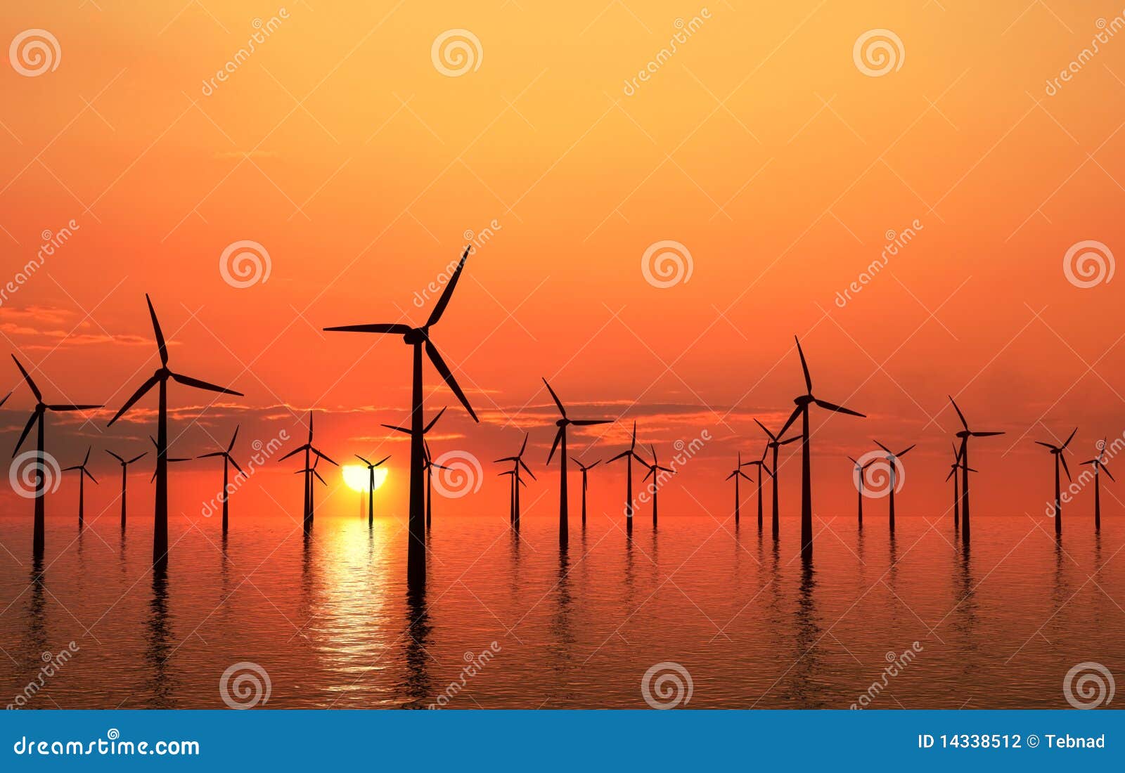 coastal wind turbines sunset