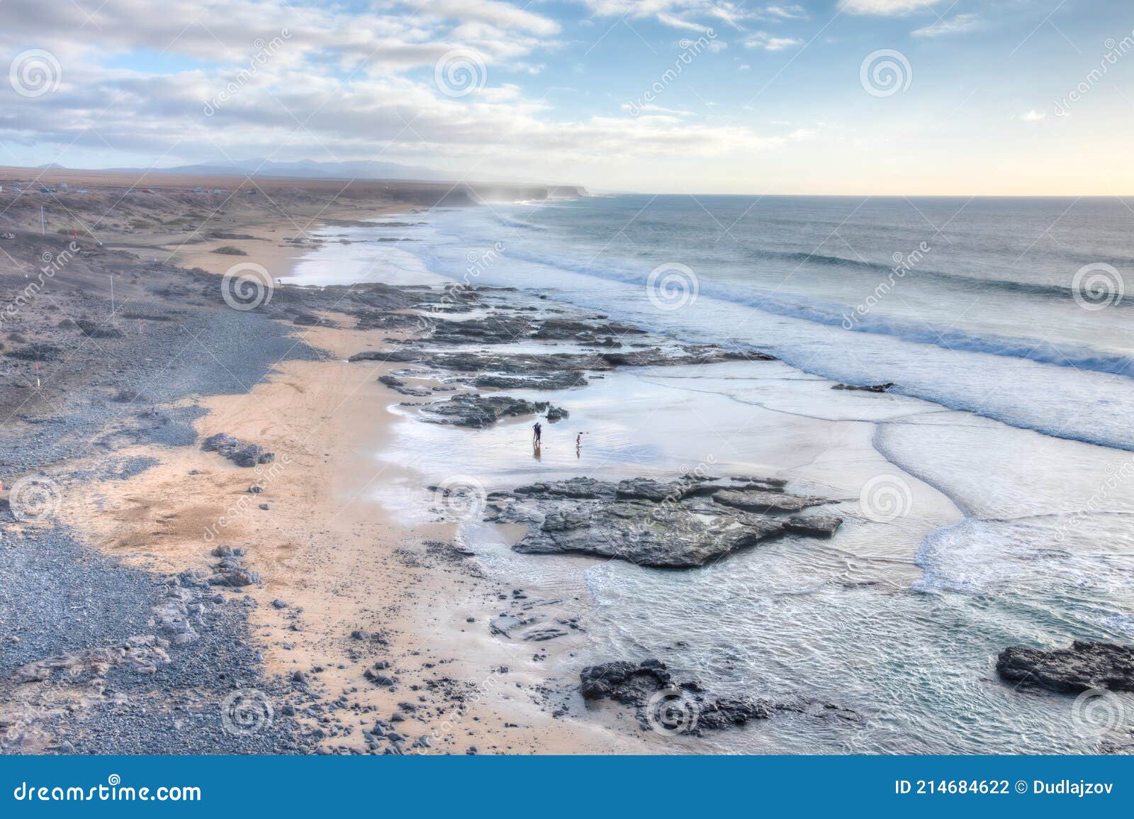 coastline with beaches extending from el cotillo village at fuerteventura, canary islands, spain