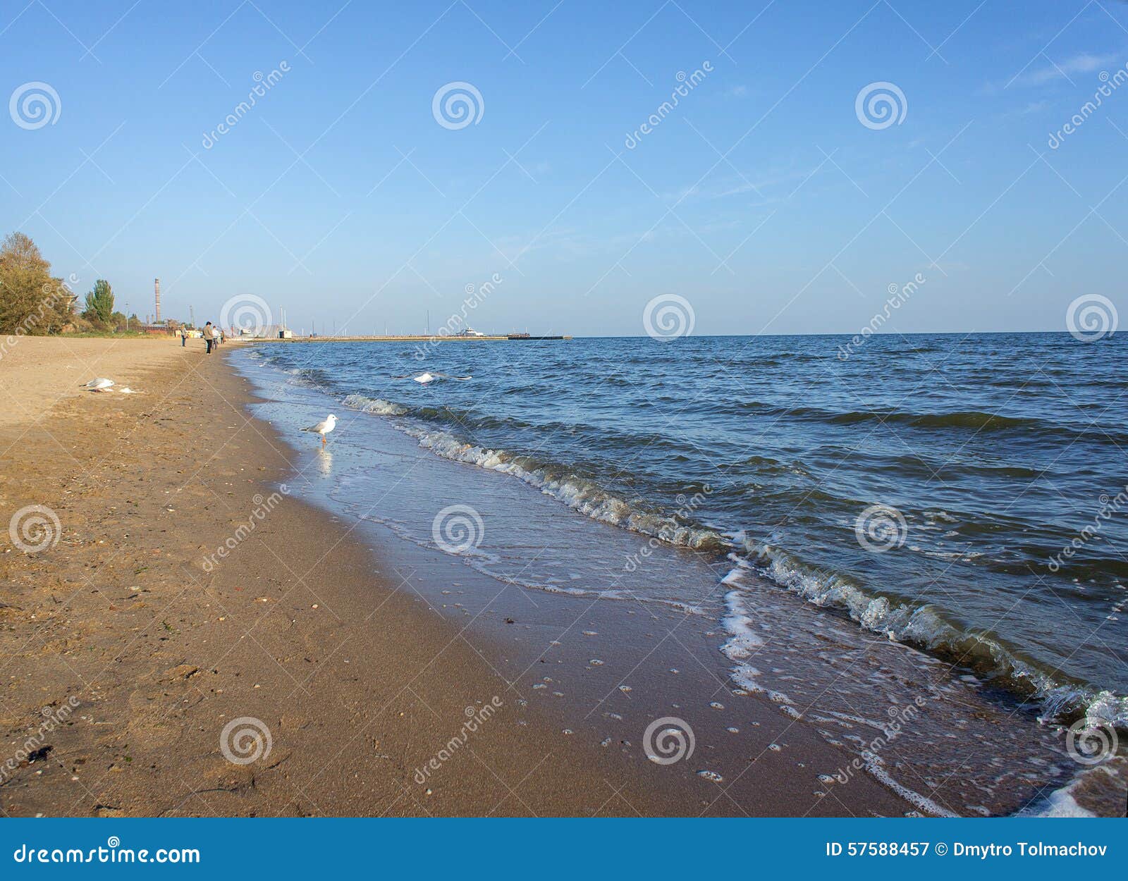 coastline of the city of mariupol in the evening