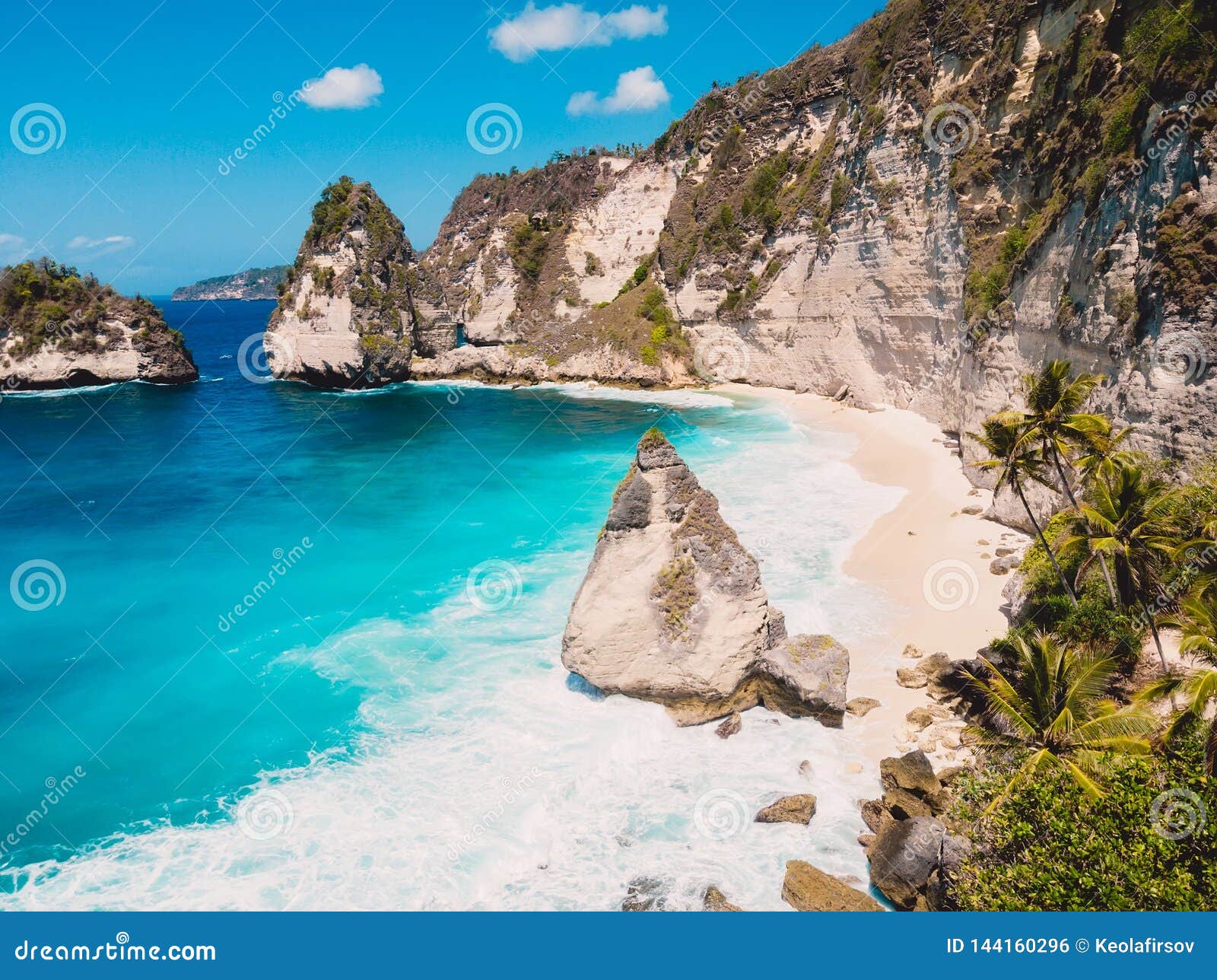 Coastline, Cliffs and Blue Ocean in Nusa Penida Island. Stock Photo