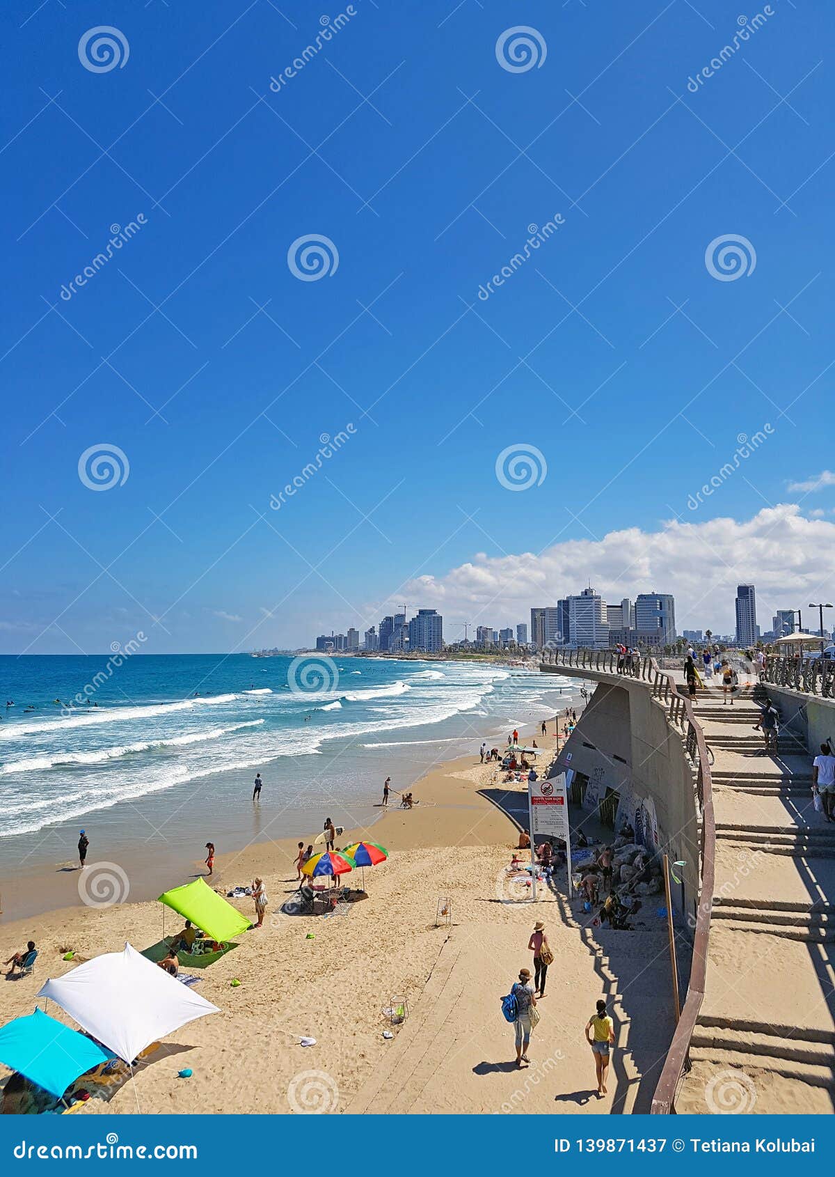 The Coastline of the Mediterranean Sea in the City with Colorful ...