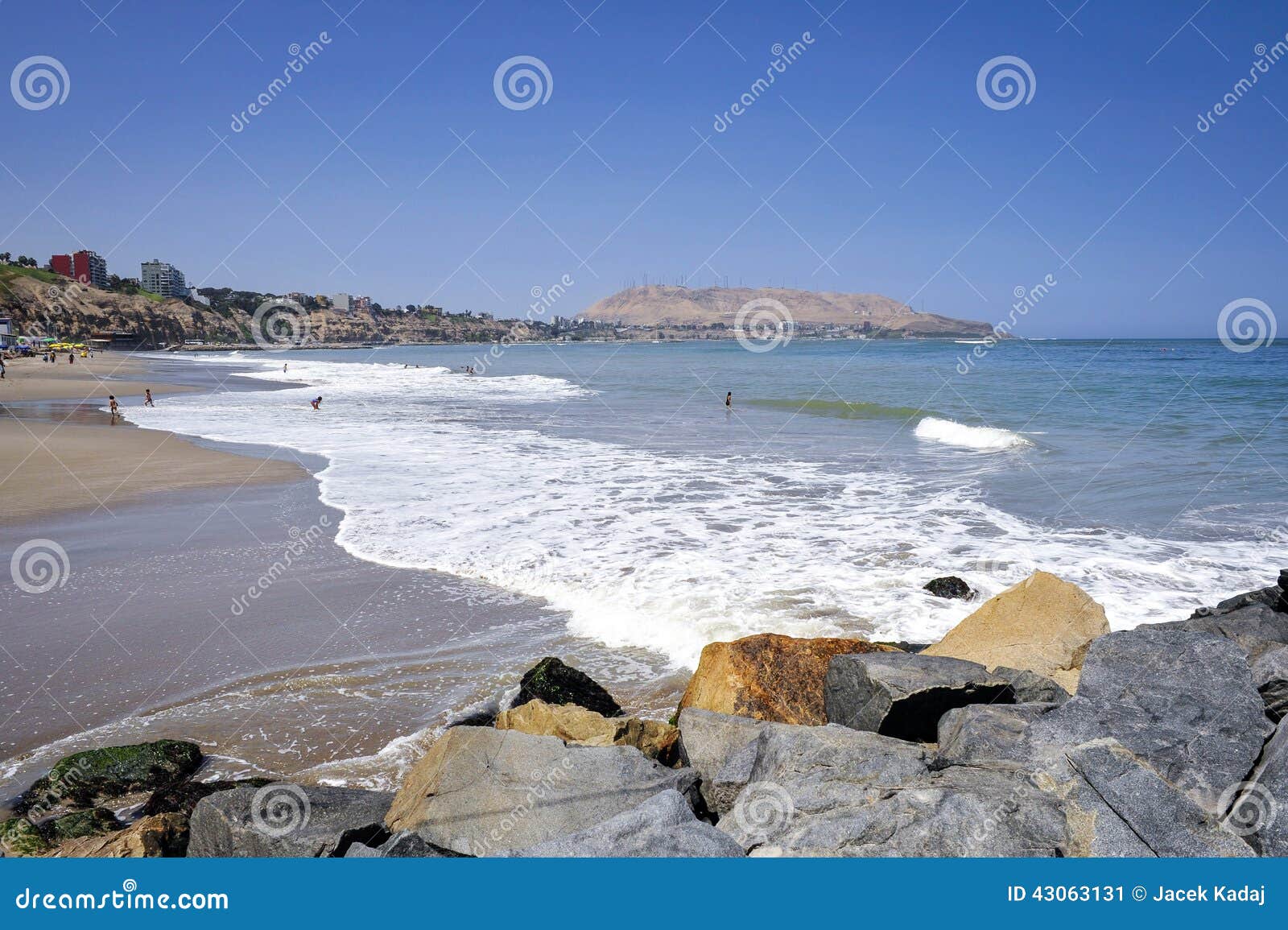coastline in miraflores district in lima, peru,