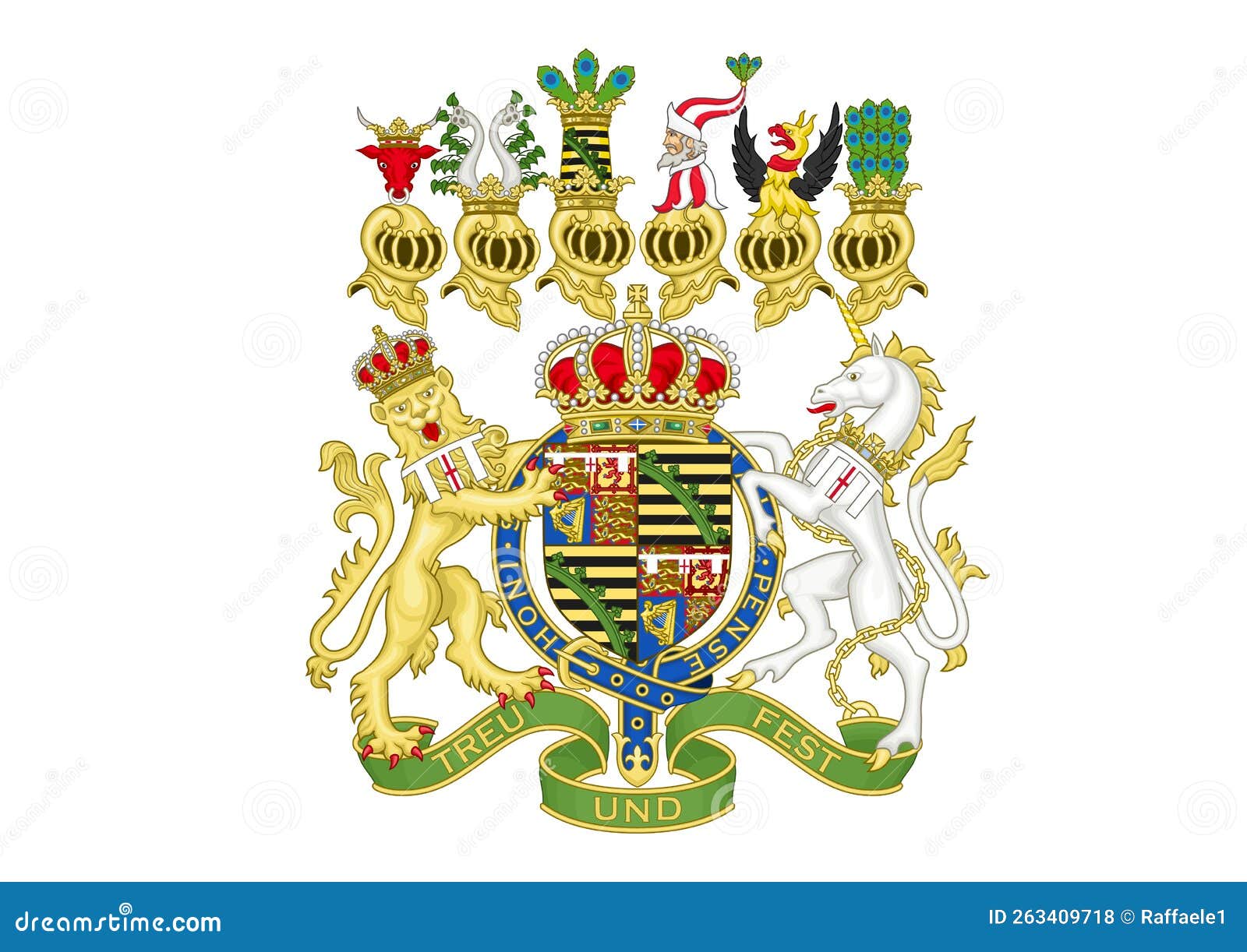 Coat Of Arms Of Albert Of Saxe Coburg And Gotha Stock Illustration -  Illustration Of Aviable, Rampant: 263409718