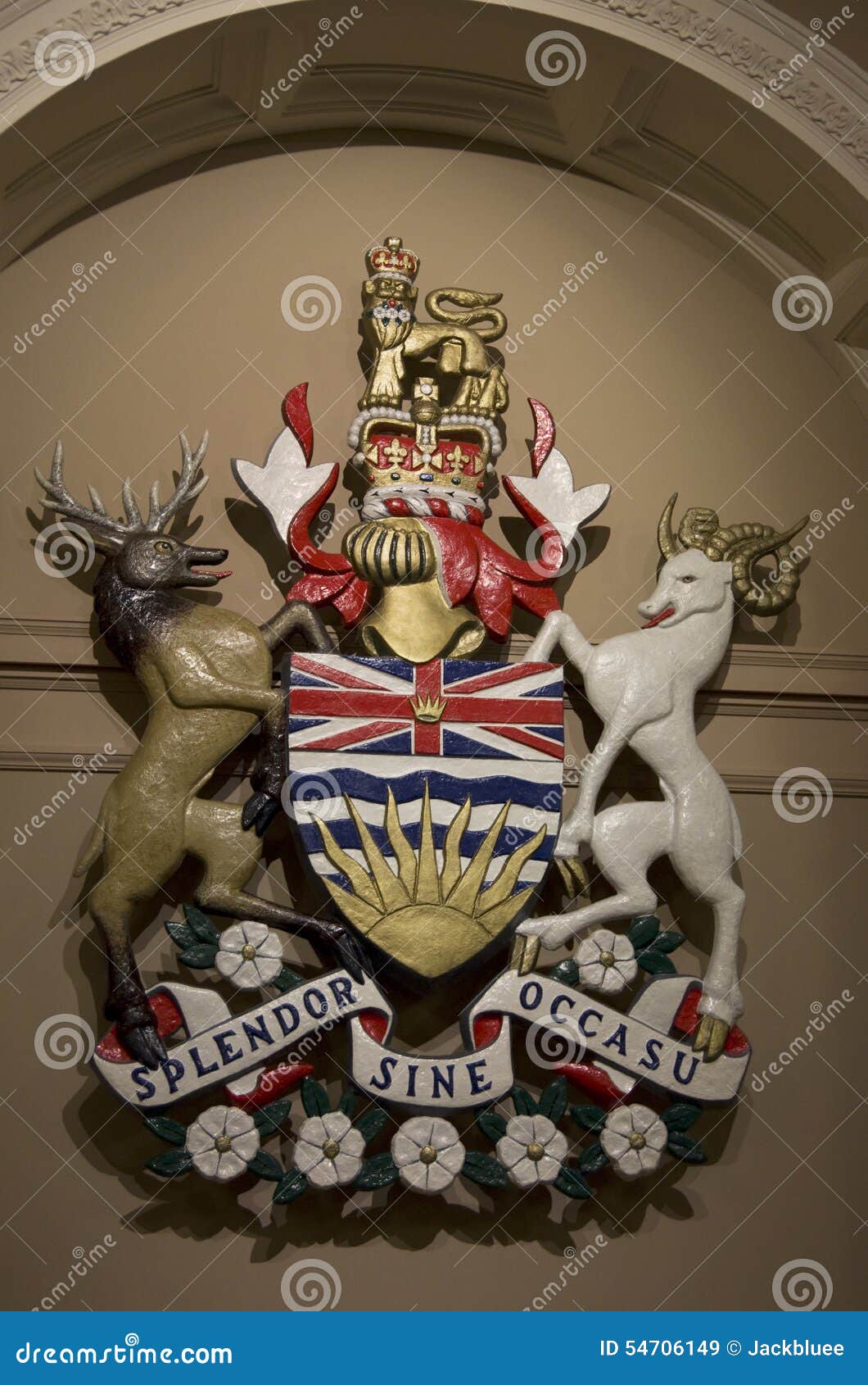 Beautiful coat of arms 3d design in British Columbia Parliament Buildings.