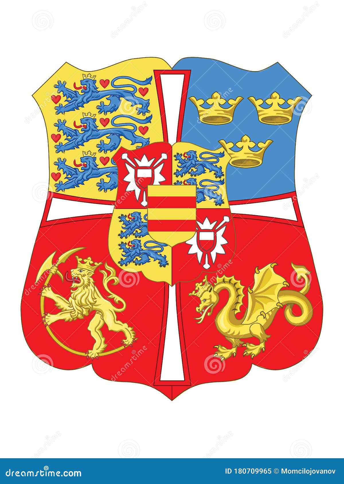 Denmark Kalmar Union 1397 to 1523 Small Hand Waving Flag 