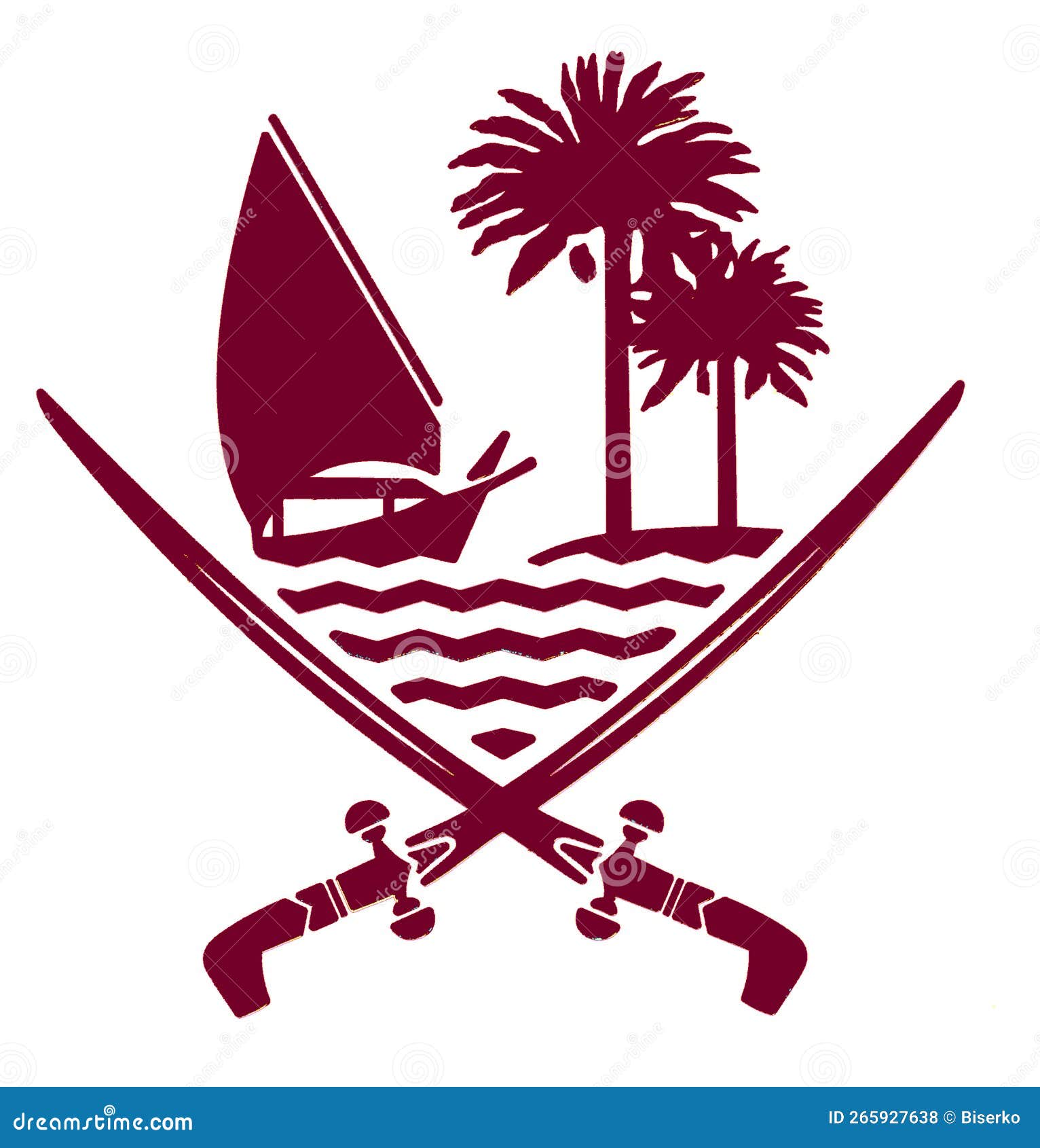Coat of arms of Qatar stock illustration. Illustration of palm 265927638