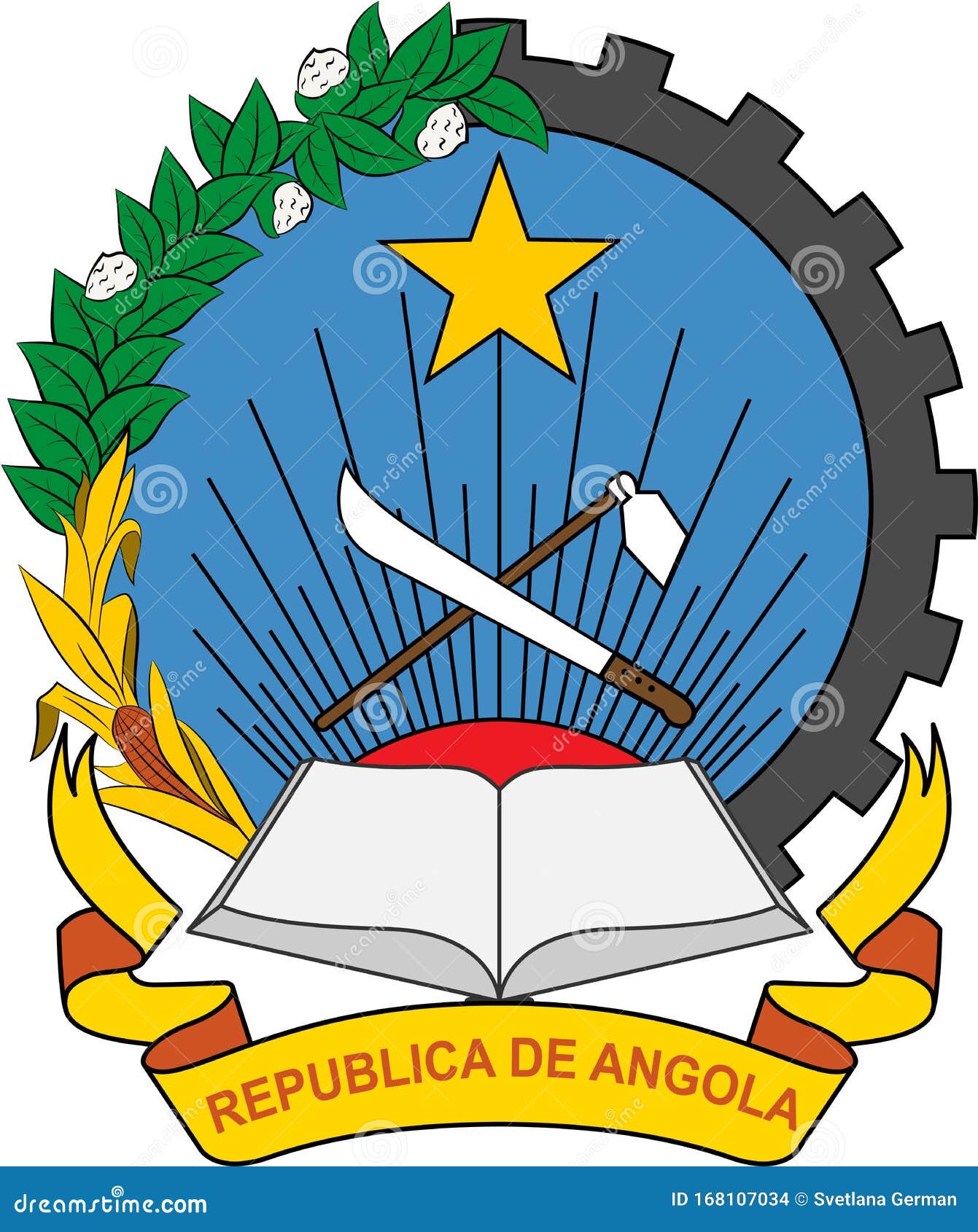 Download Coat Of Arms Of Republic Of Angola Stock Vector - Illustration of ensign, country: 168107034