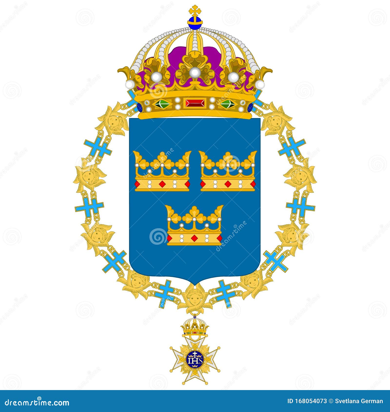 Coat of arms of Sweden stock vector. Illustration of sverige - 168054073