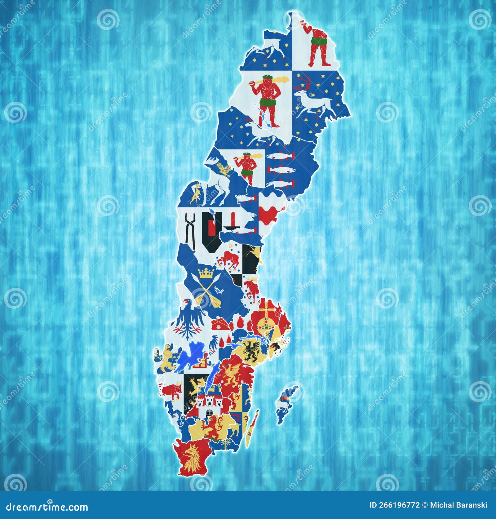 Map of Swedish Counties with Flags Stock Illustration Illustration of
