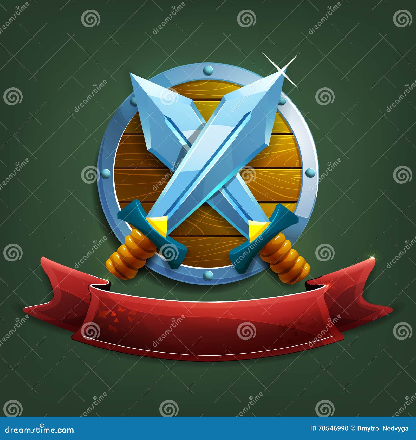 Coat of Arms with Swords and Shield. Stock Vector Illustration of