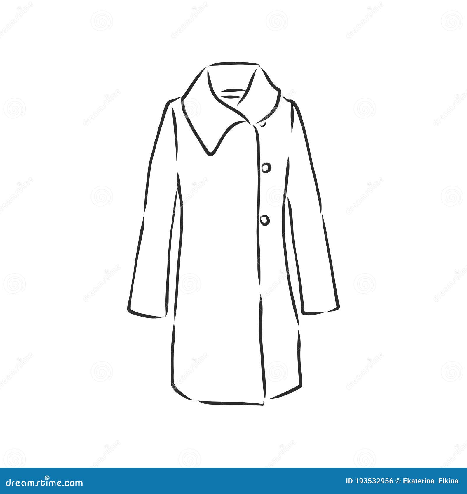 Coat Female with Long Sleeves and Pockets. Vector. Coat, Vector Sketch ...