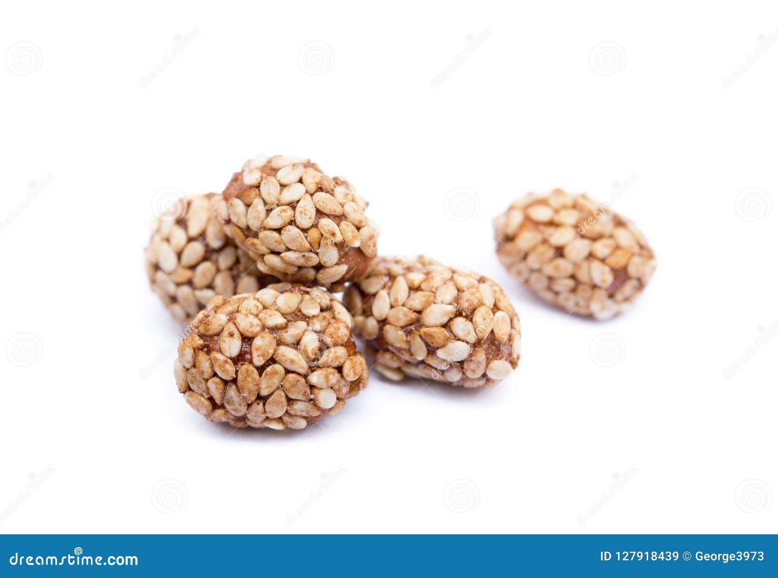 Coated peanuts with sesame stock image. Image of caramel 127918439