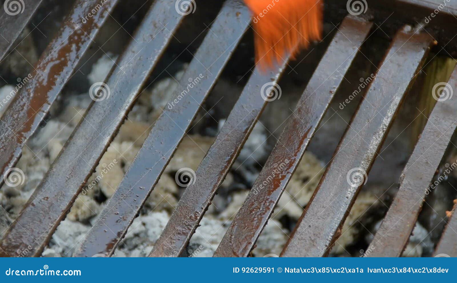 Coating and Preparing Barbecue Stock Video Video of coal, fire 92629591