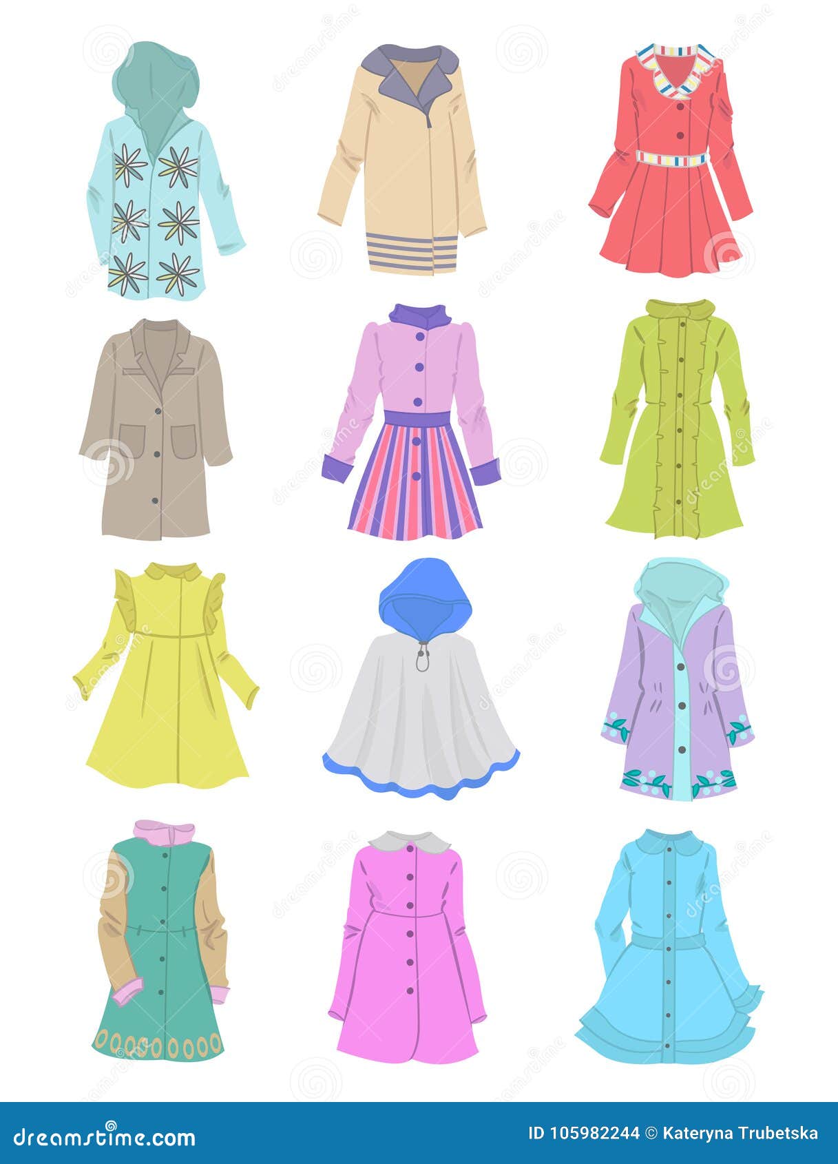 Coats for little girls stock vector. Illustration of background - 105982244