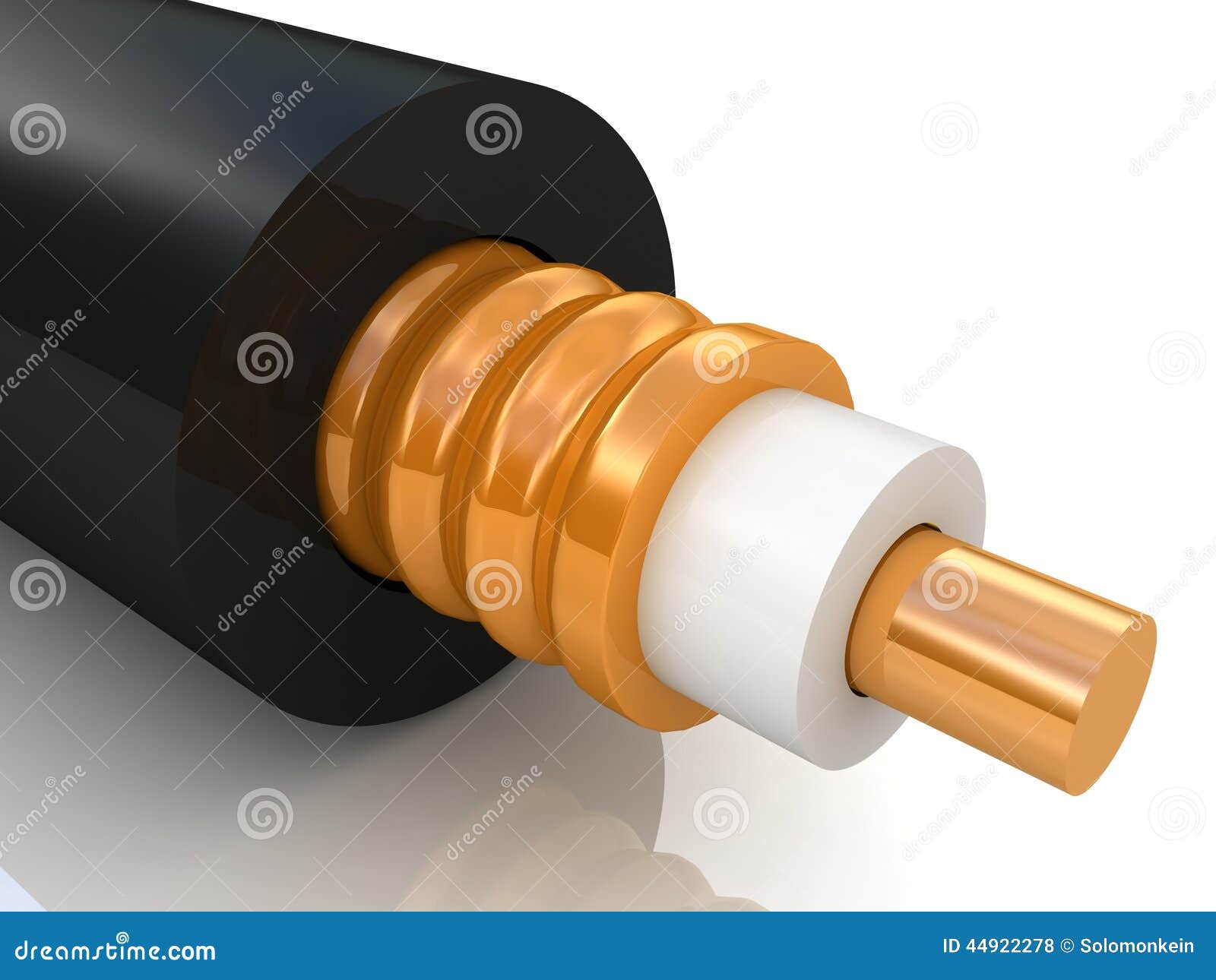 Coaxial Cable Components And Inner Copper Wire Structure Outline Diagram Vector Illustration