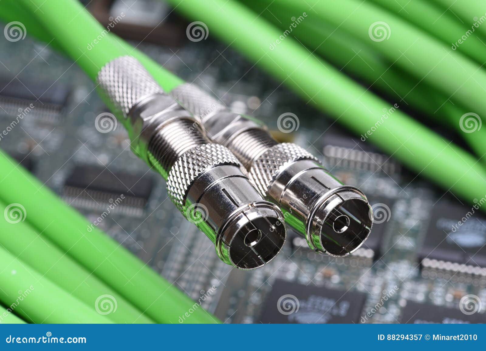 Coaxial Cables with Electronic Board Stock Image Image of chip