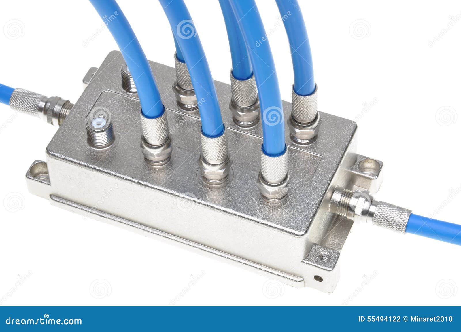 Coaxial Cables with Tv Splitter Stock Photo Image of metal, bandwidth