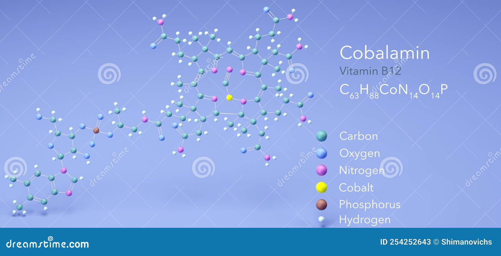 Cobalamin, Vitamin B12, Molecular Structures, 3d Model, Structural