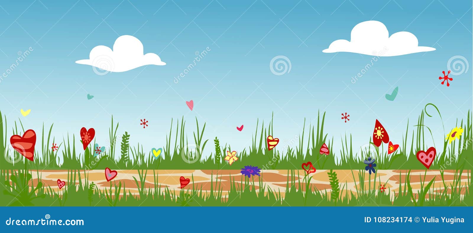 Download Cobbled Path Through Blooming Flower Field. Stock Vector ...