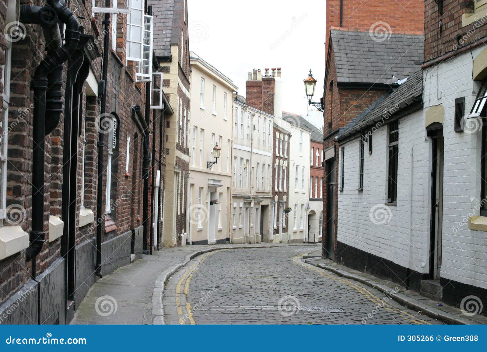 cobbled street in chester england