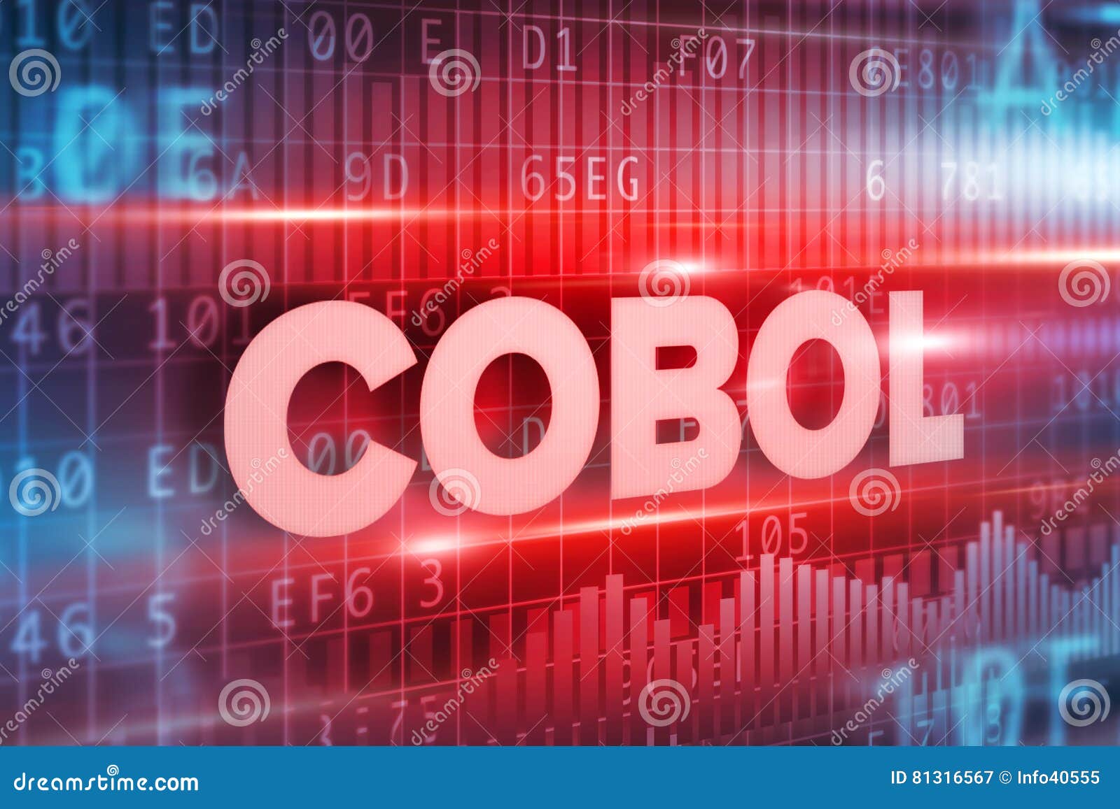 Cobol abstract concept blue text blue background