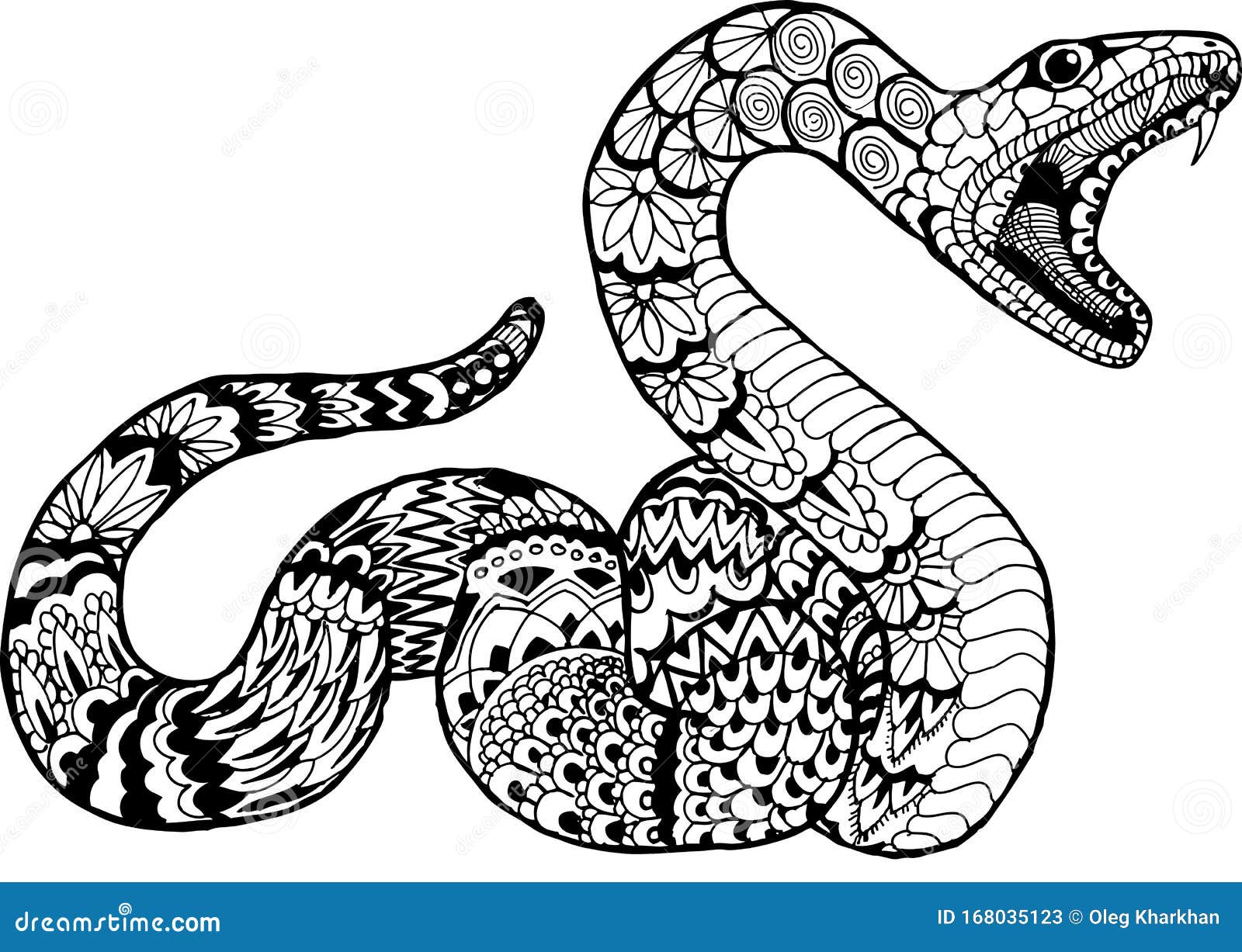 Desenho para colorir Cobra preta e branca · Creative Fabrica