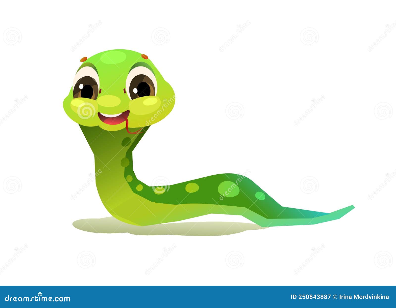 Cobra de desenho animado bonito em estilo simples infantil isolado