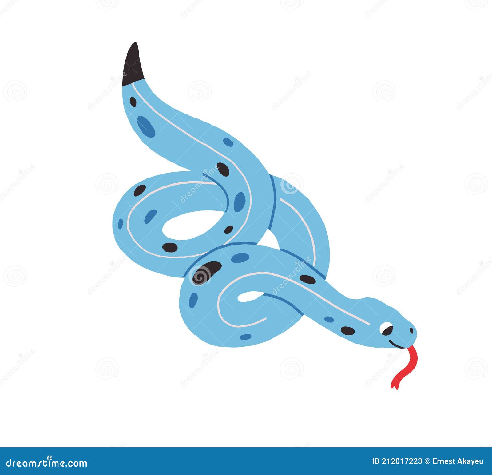 Uma cobra de desenho animado com um rosto azul e um grande sorriso