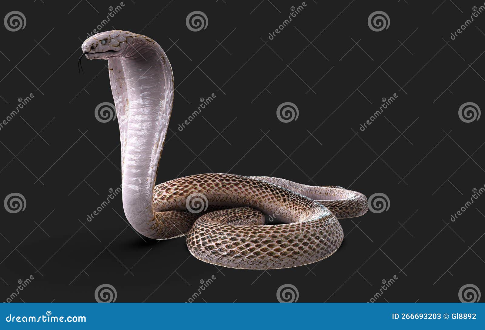 Cobra Da Serpente 3D Isolada Em Um Branco Ilustração Stock