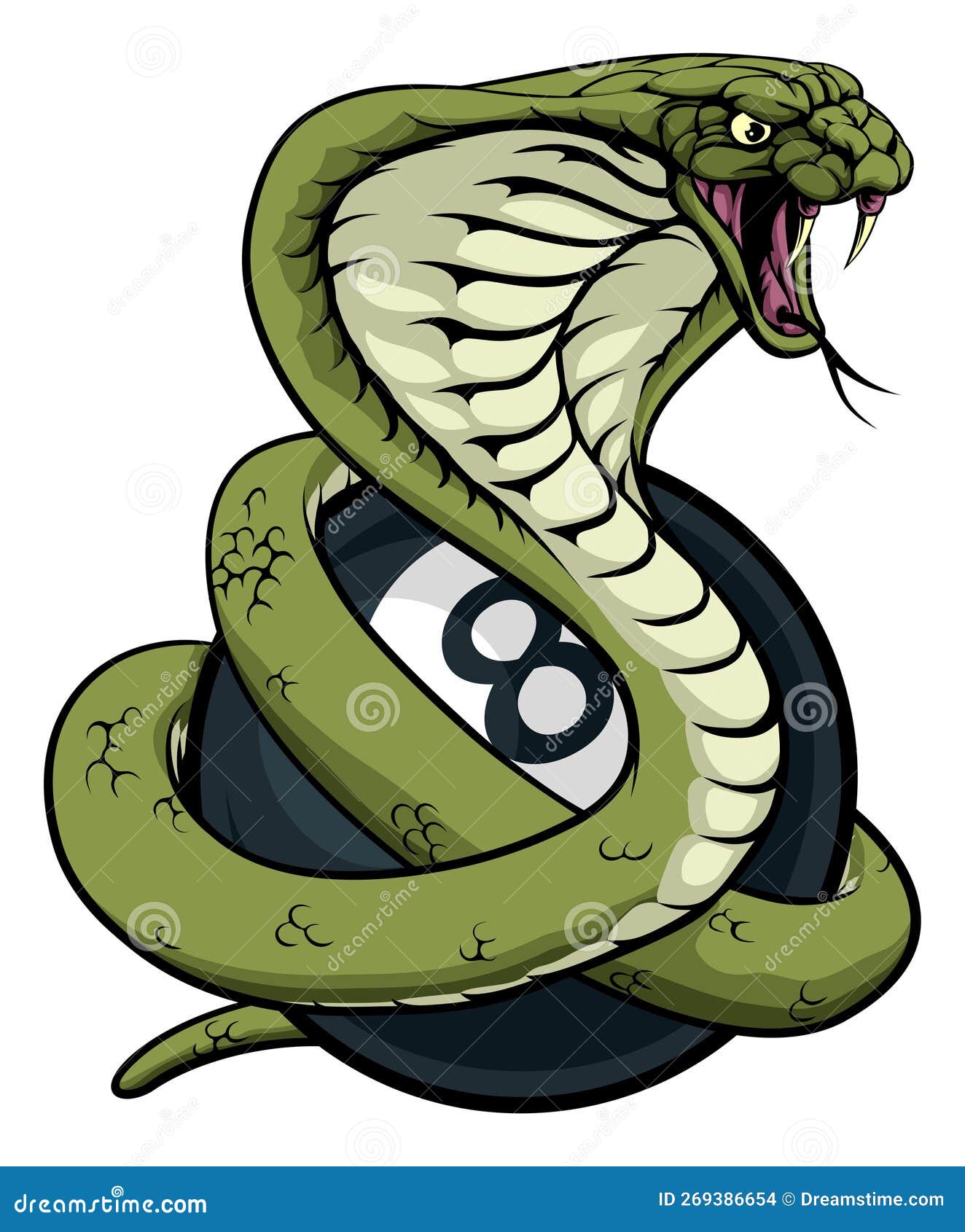 Cobra Snake Pool 8 Ball Billiards Mascot Cartoon Stock Vector -  Illustration of biliards, cartoon: 269386654