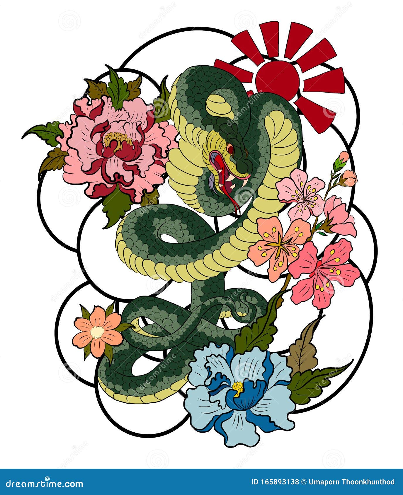 Traditional Japanese Tattoo Tshirt - Cobra Snake Viper Tee Traditional Japanese Tattoo Tshirt - Cobra Snake Viper Tee