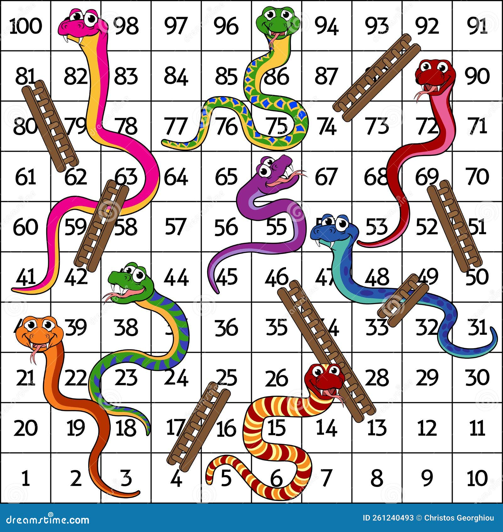 Jogo De Cobras Escada Engraçado Para Crianças Ilustração do Vetor