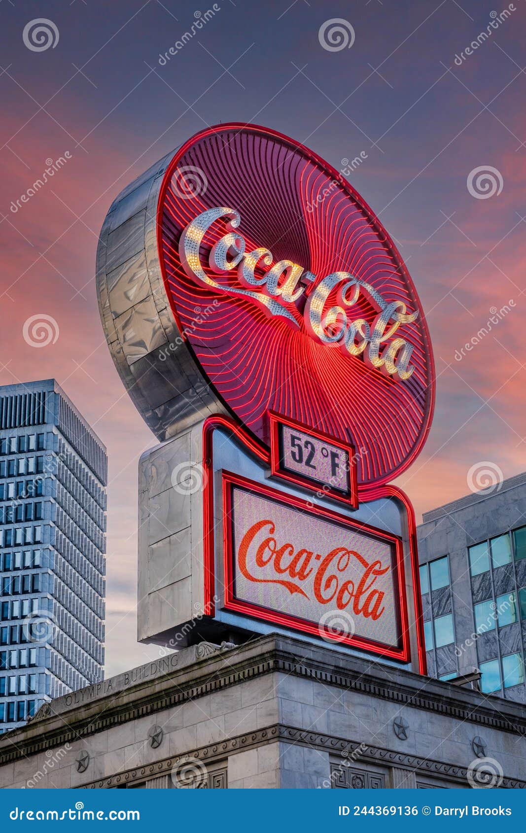 Coca-Cola Sign in Atlanta at Dawn Editorial Photo - Image of atlanta