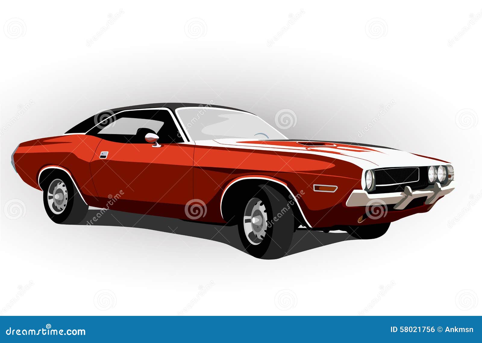Coche Musculoso Clásico Rojo Ilustración del Vector - Ilustración de viejo,  antigüedad: 58021756, image size:1600x1138