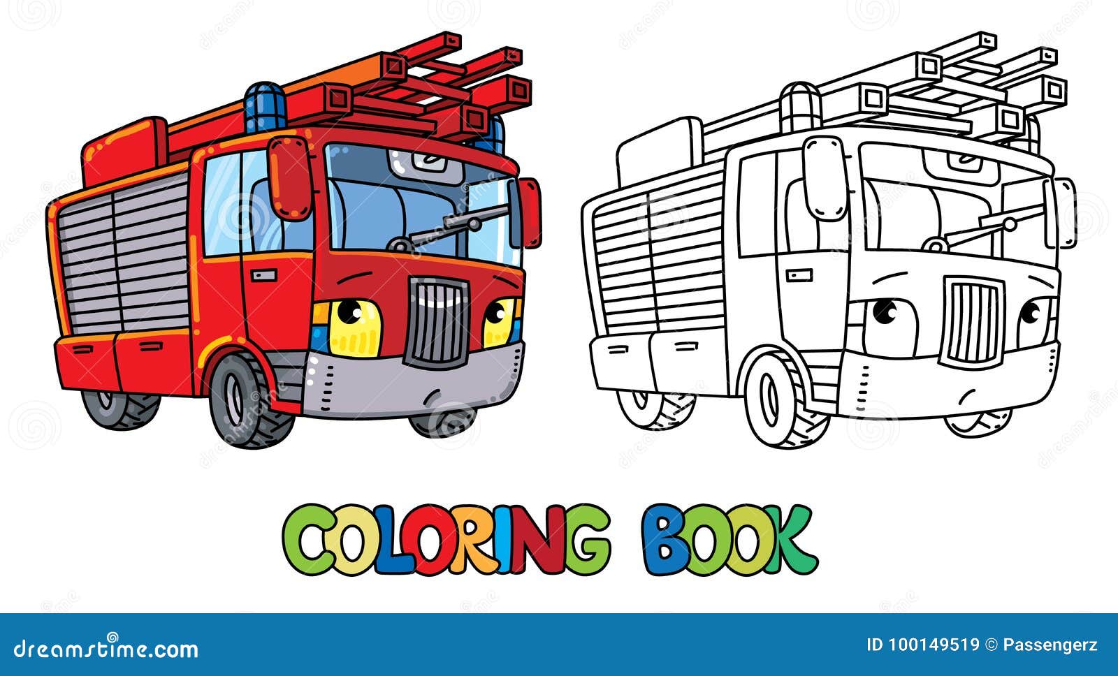 Camión De Bomberos O Máquina De Bomberos Con Ojos Libro Para Colorear  Ilustración del Vector - Ilustración de coche, carro: 100149519, image size:1600x968