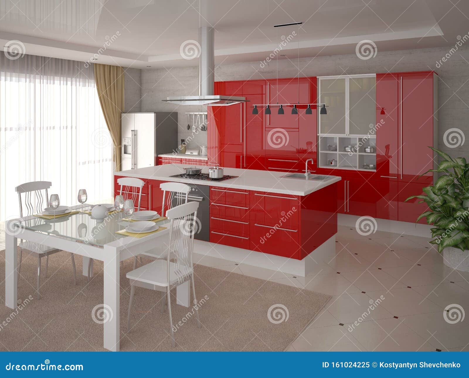 Cocina Moderna Y Elegante Con Muebles Modernos Y Funcionales Stock De Ilustracion Ilustracion De Modernos Funcionales 161024225