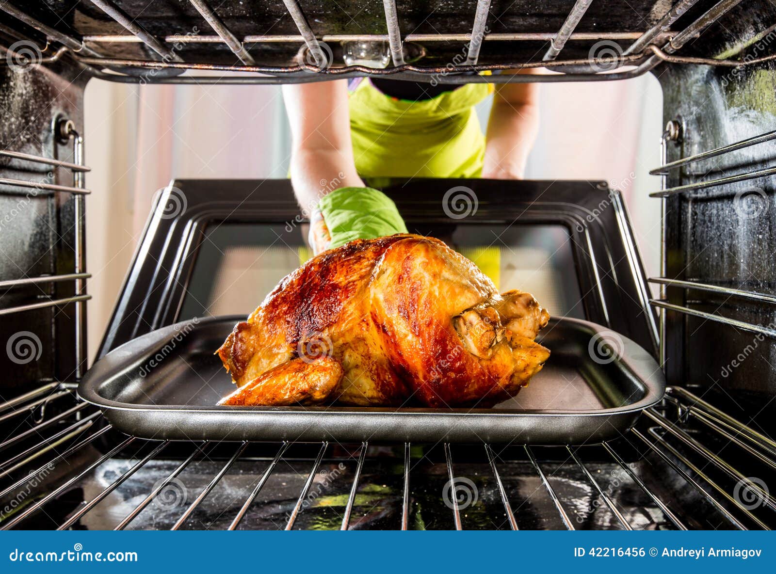 Cocinando El Pollo En El Horno En Casa Foto de archivo ...