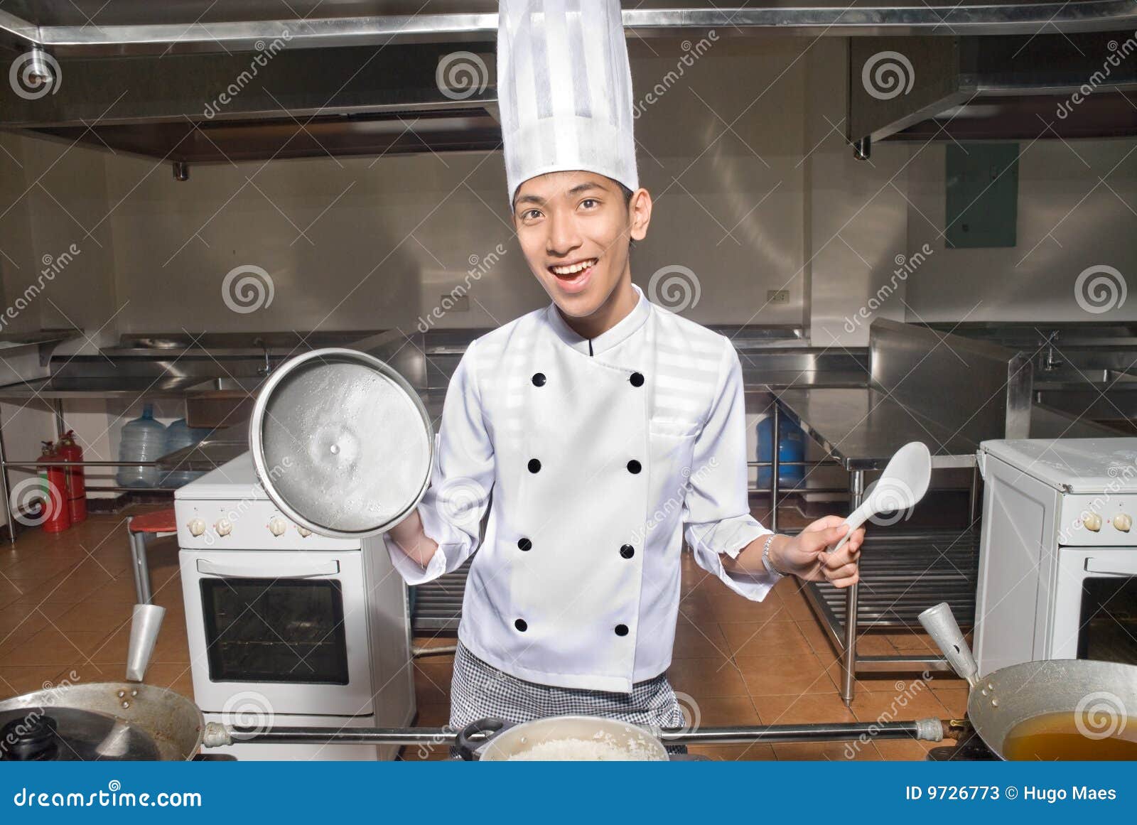 Cocinero Sonriente Del Chino En Cocina Imagen de archivo - Imagen de  industria, restaurante: 9726773