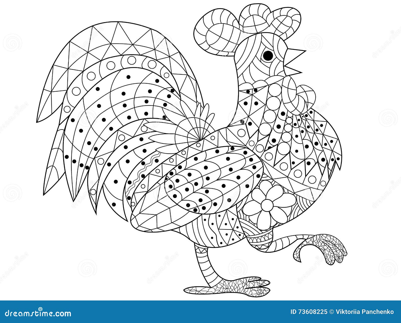 stock illustration cock coloring book vector adults illustration anti stress adult rooster zentangle style bird chicken black image