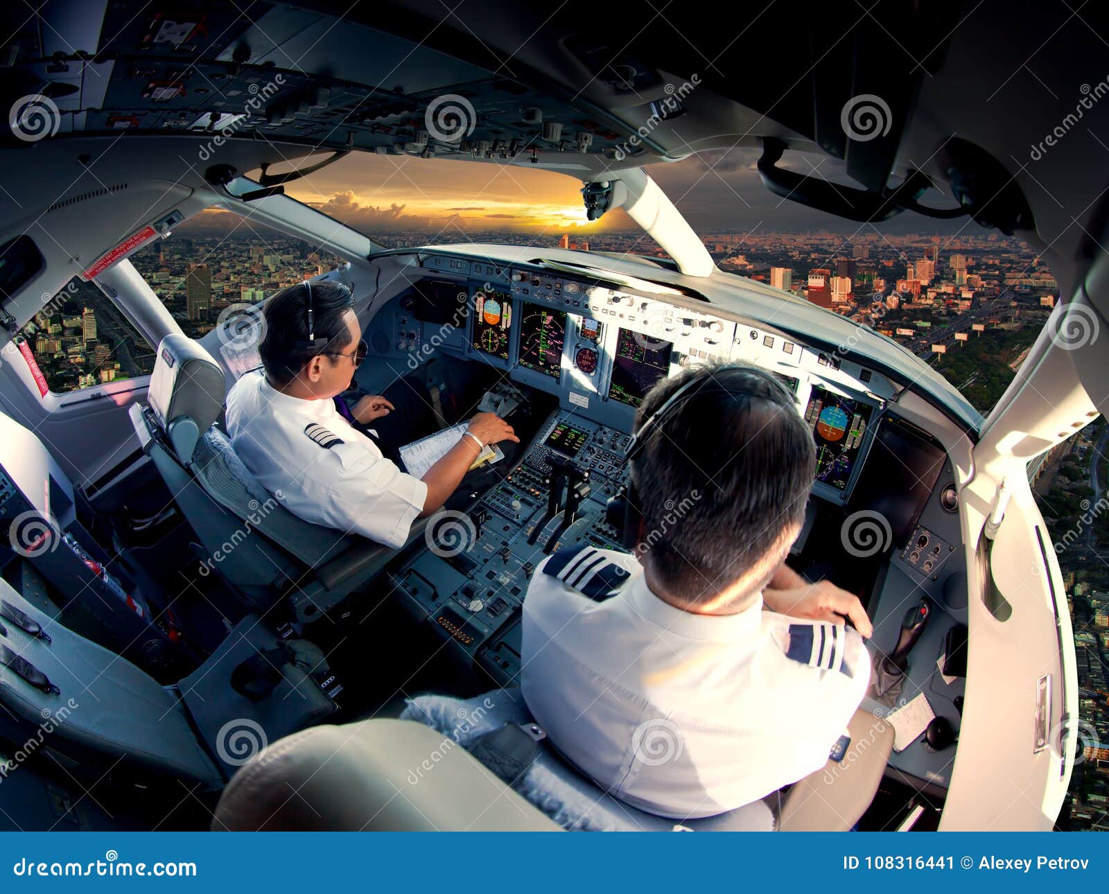 cockpit of modern passenger jet aircraft.