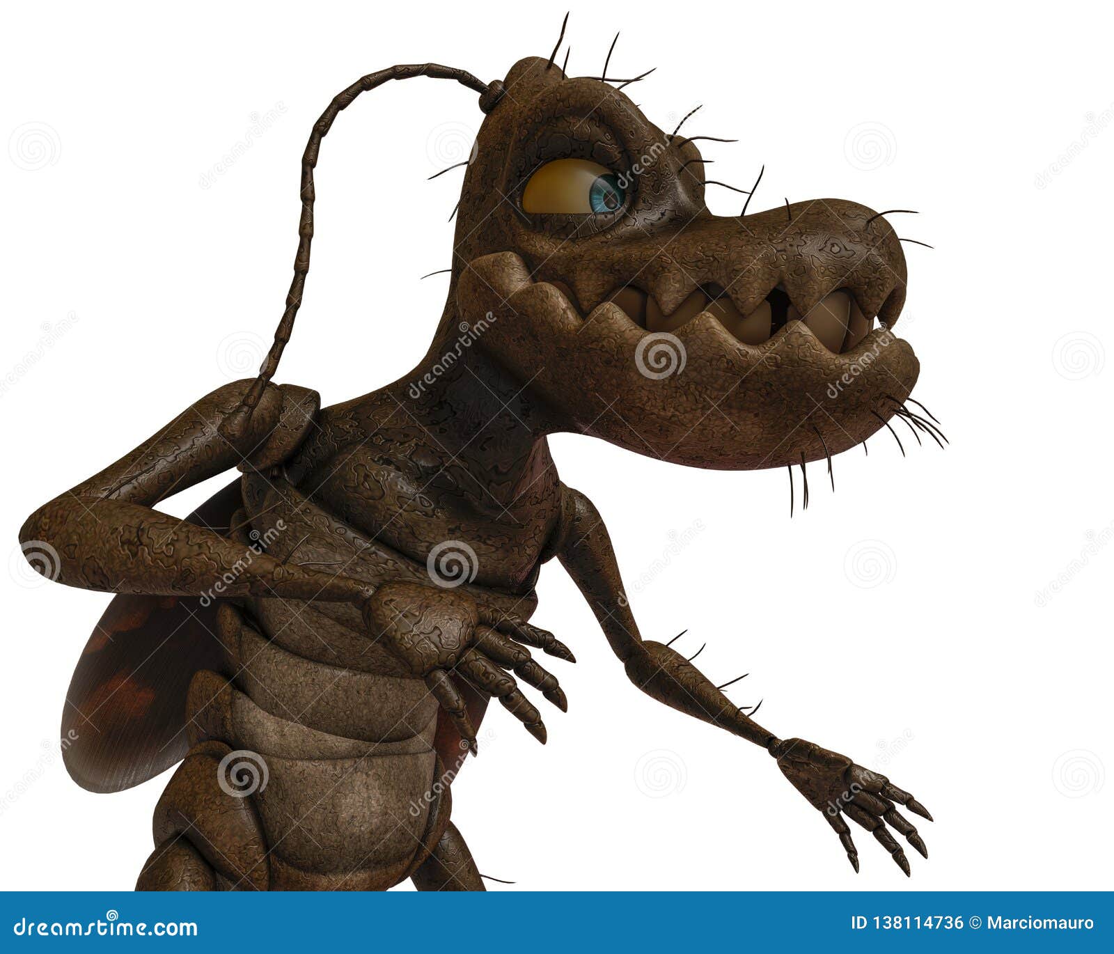 Cockroach Cartoon in White Background Stock Illustration - Illustration