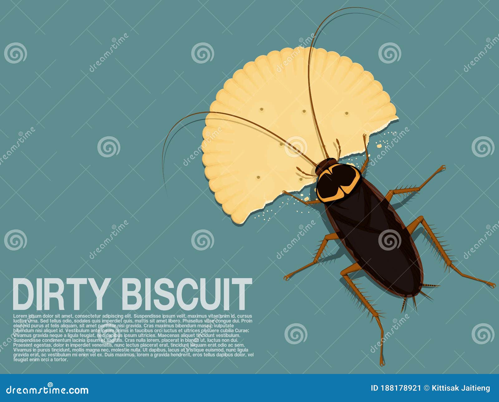 A Cockroach is Eating a Piece of Biscuit Stock Vector - Illustration of ...