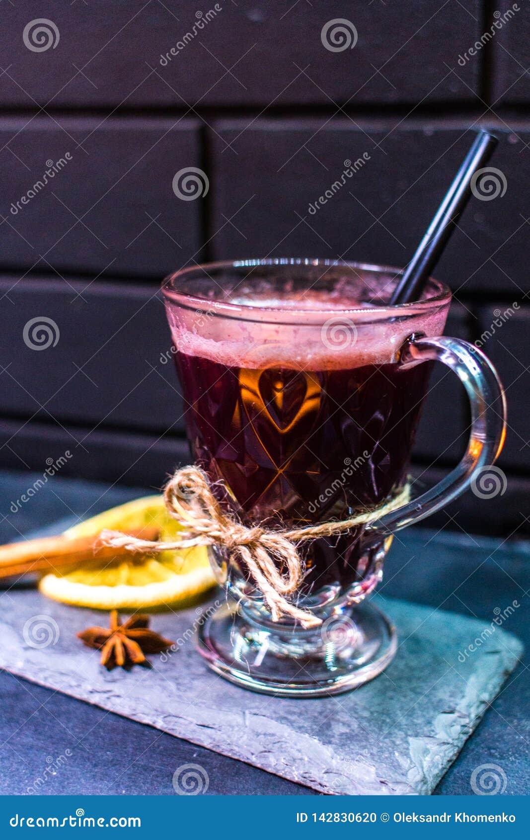 Cocktail Against the Black Brick Wall Stock Photo Image of closeup