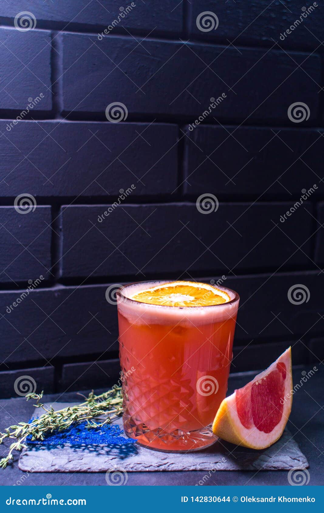Cocktail Against the Black Brick Wall Stock Photo Image of nightlife