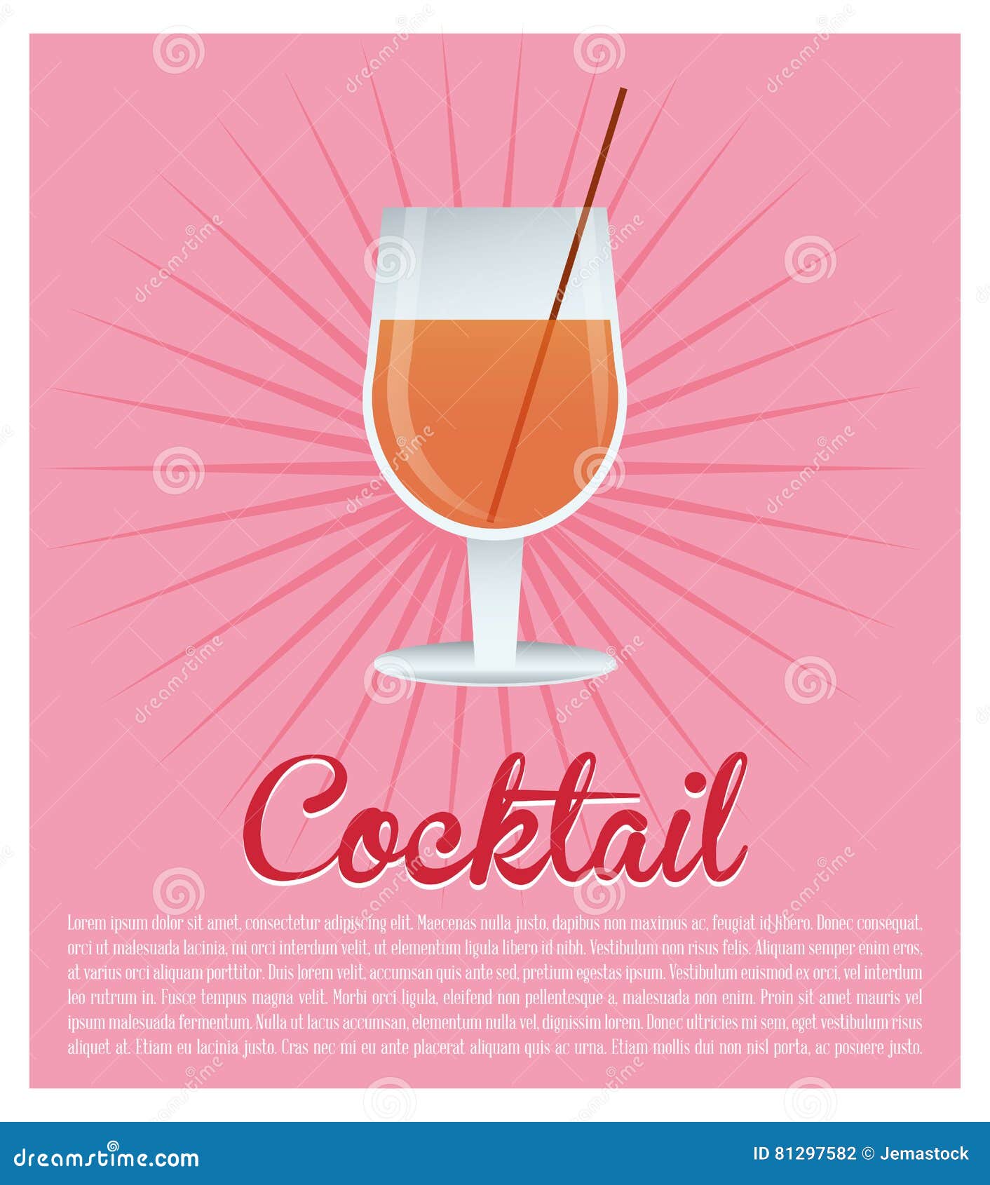 Cocktail Alcoholic Olive Green Background Stock Vector Illustration