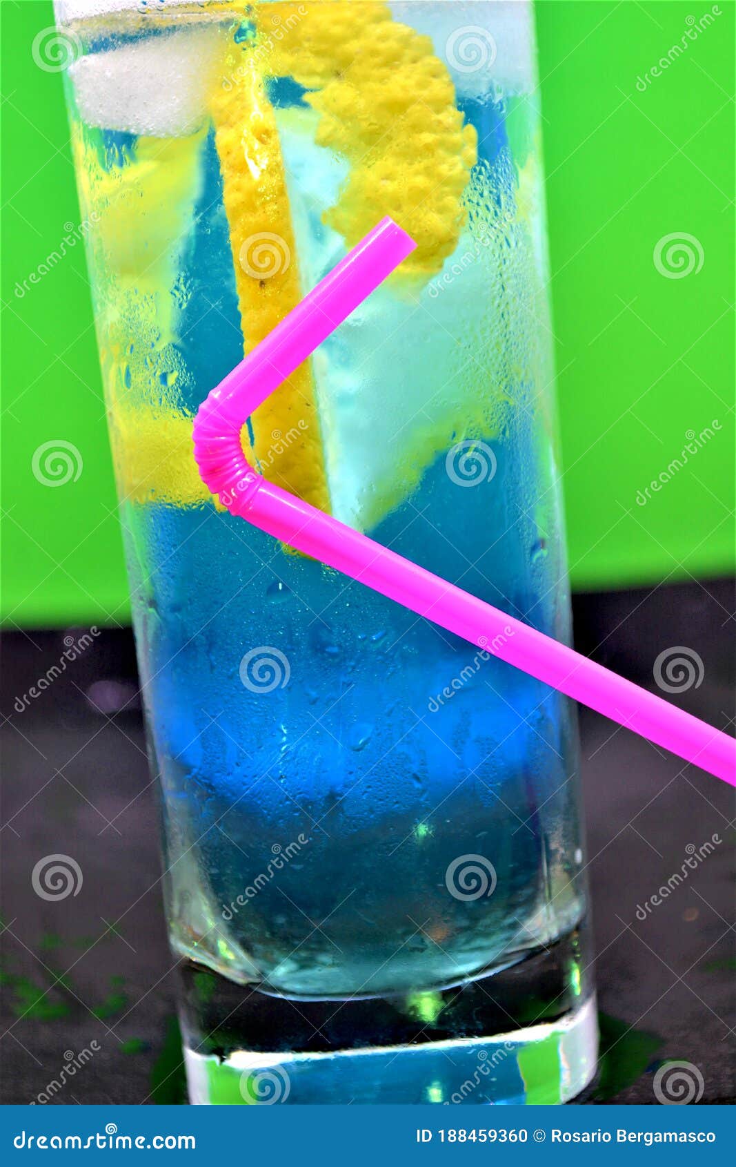 Cocktail Angel Blue Drink Beverage with Lemon and Ice Stock Photo ...