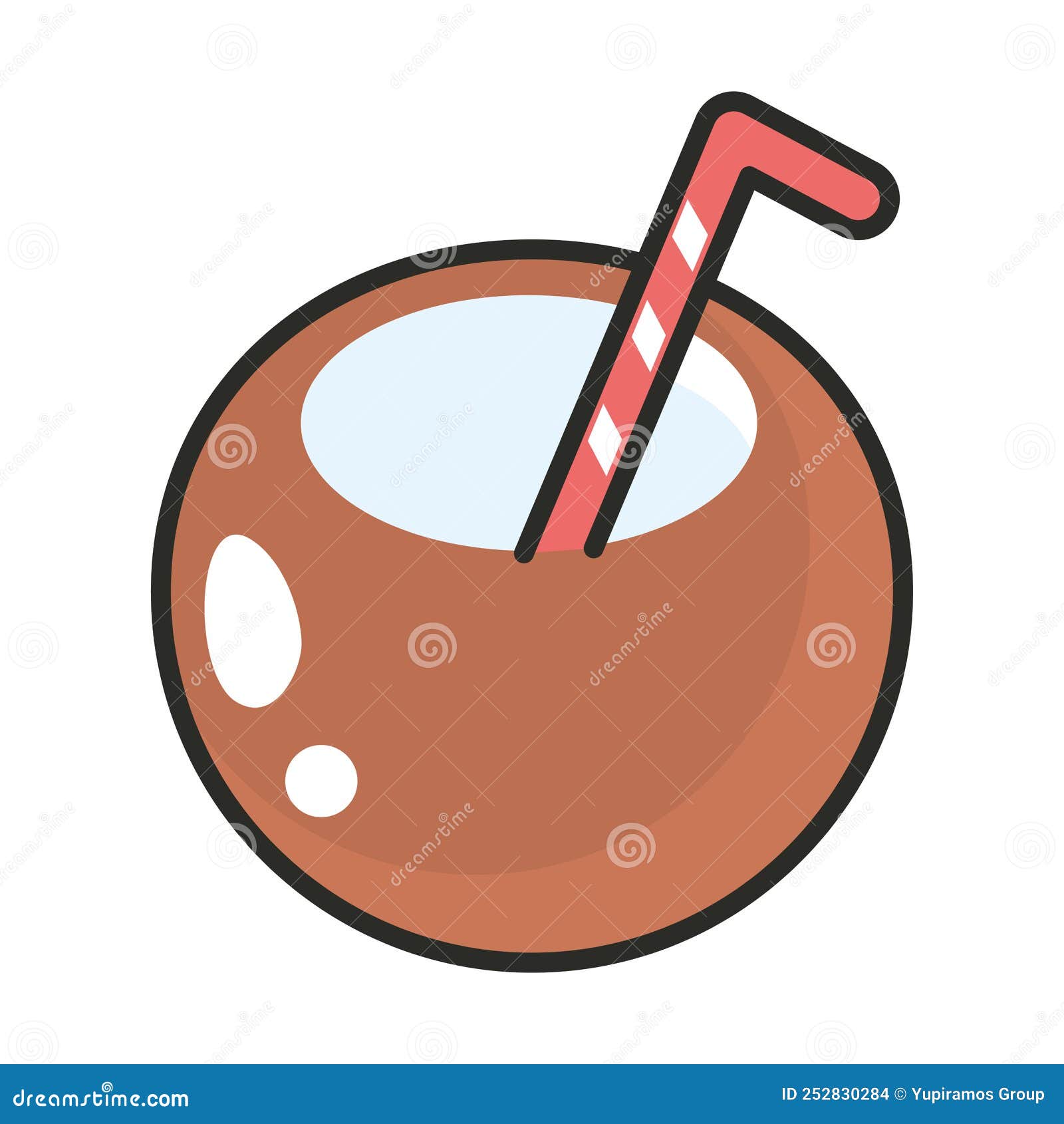 Cocktail coconut icon stock vector. Illustration of isolated 252830284
