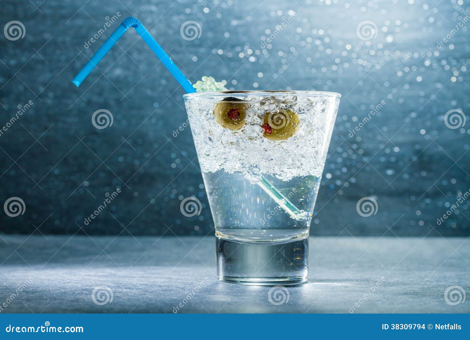 Cocktail with Crushed Ice and Olives Stock Photo Image of luxury