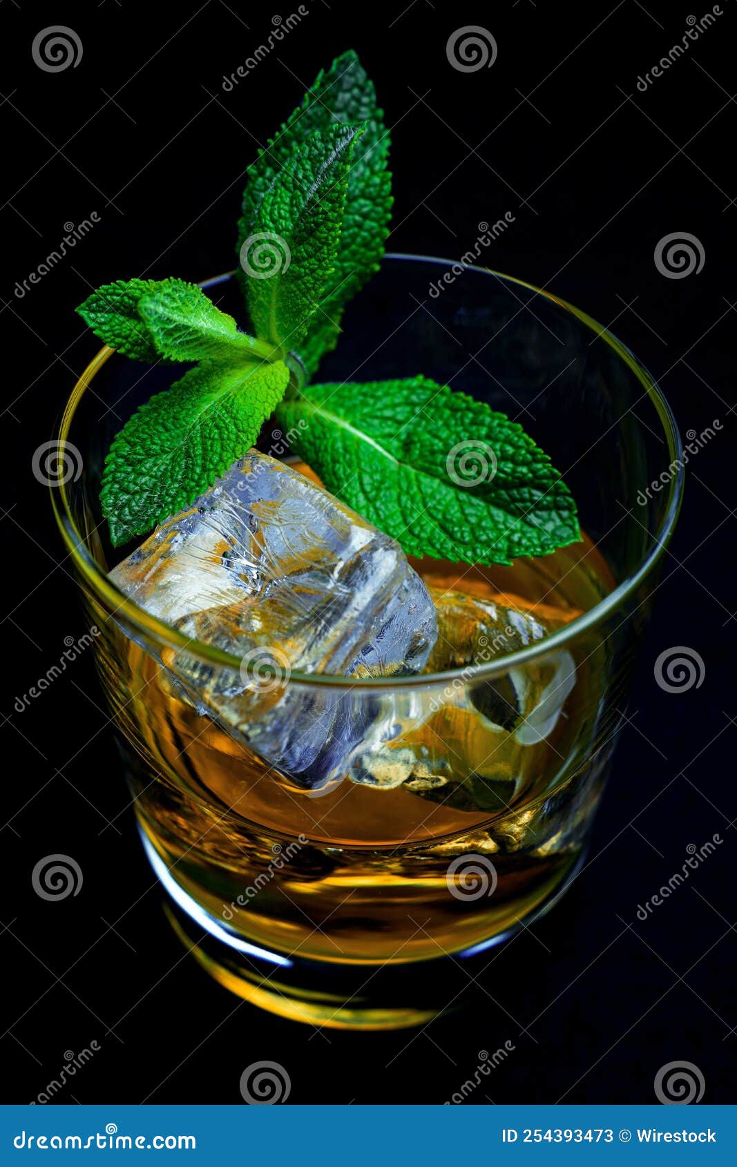 Cocktail Drink on the Rocks Isolated at Black Stock Image Image of barman, bartender 254393473