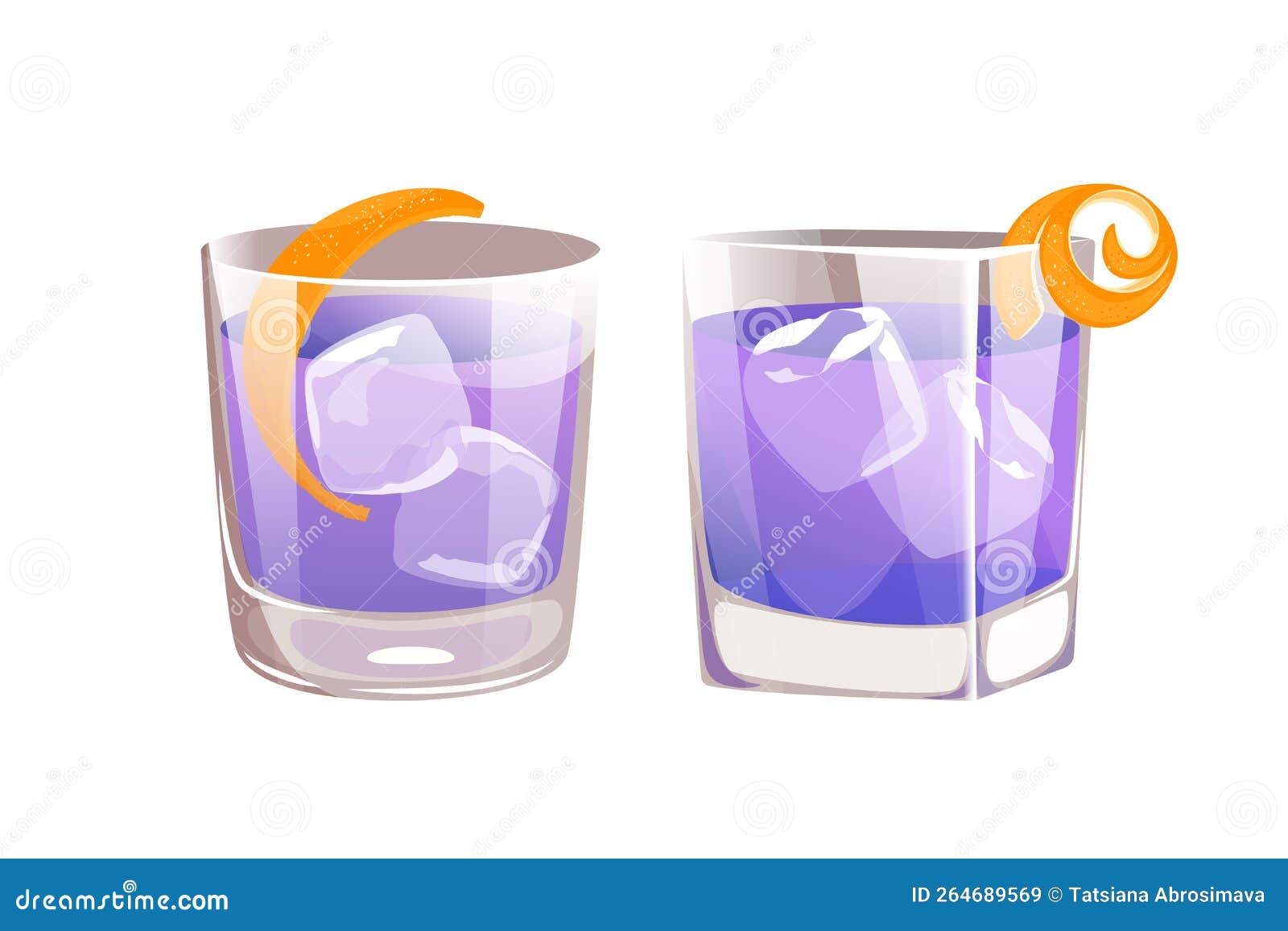 Cocktail Empress.Lavender Gin on the Rocks.Refreshing Purple Drink